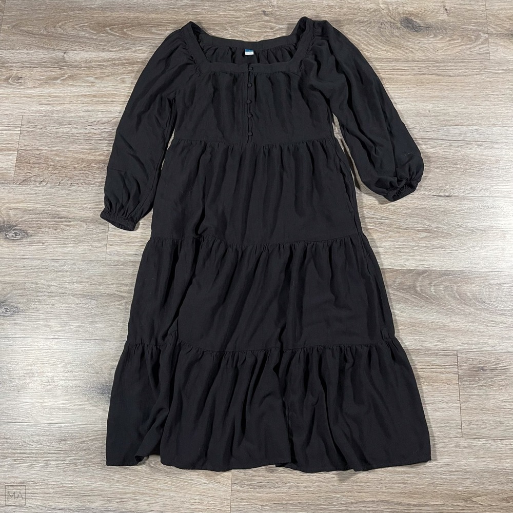 Old Navy	Women's Midi Dress Tiered Witchy Milkmaid Minimalist S Black